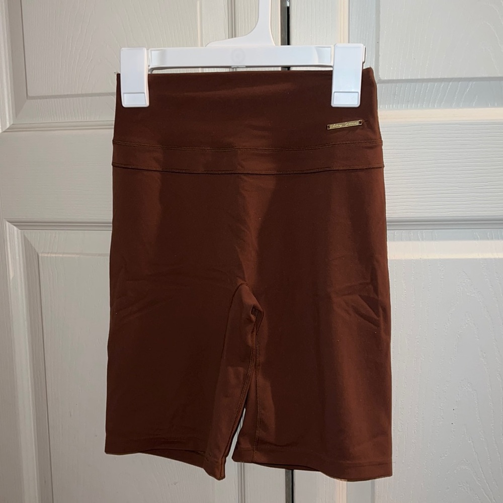 Whitney Simmons Gymshark brown biker shorts